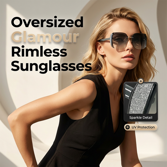 🕶️ Oversized vierkante zonnebril zonder montuur – ultralicht, stijlvol en 100% UV-bescherming voor elke look.