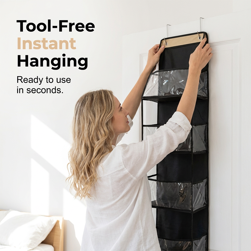 🚪 50% korting op over-deur organizer – hangt aan elke deur, creëert extra opbergruimte voor schoenen, accessoires en meer.