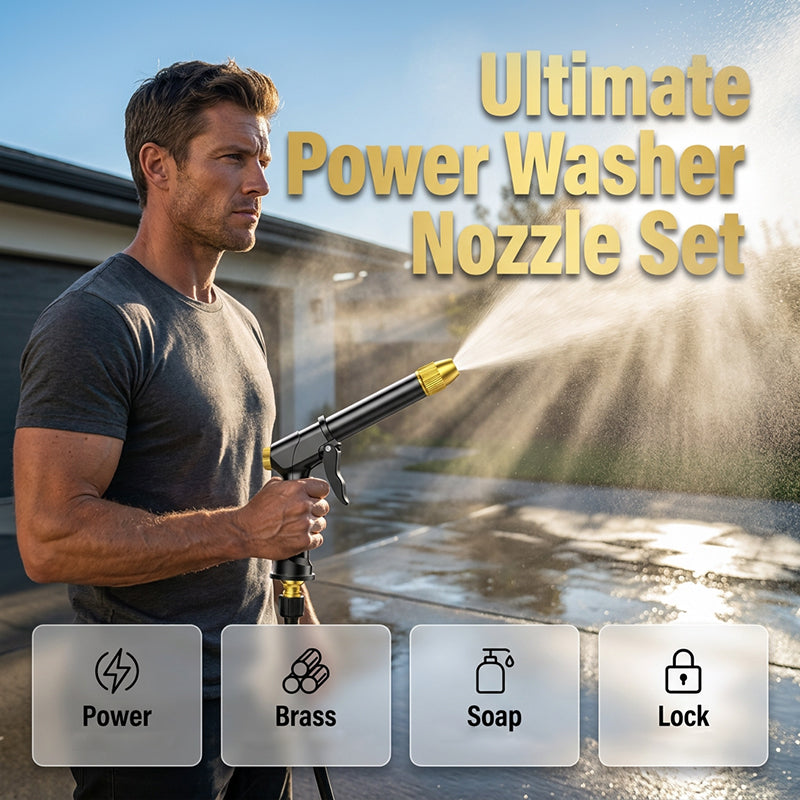 🔫💦 BUY 2 GET 1 FREE! Dit is geen tuinslang, dit is een waterkanon! Spuit je auto blinkend schoon, je terras als nieuw, en je planten overleven de droogte – allemaal met één trekker!
