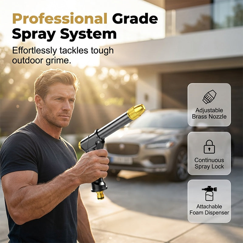 🔫💦 BUY 2 GET 1 FREE! Dit is geen tuinslang, dit is een waterkanon! Spuit je auto blinkend schoon, je terras als nieuw, en je planten overleven de droogte – allemaal met één trekker!