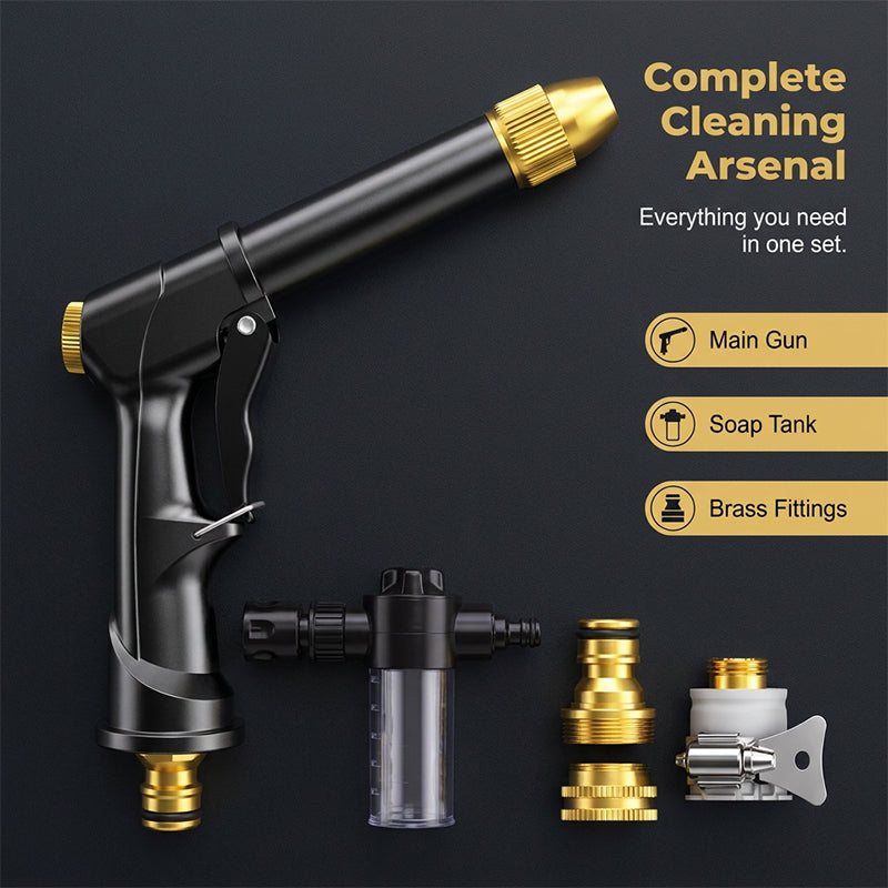🔫💦 BUY 2 GET 1 FREE! Dit is geen tuinslang, dit is een waterkanon! Spuit je auto blinkend schoon, je terras als nieuw, en je planten overleven de droogte – allemaal met één trekker!
