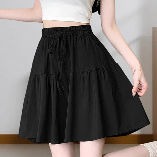 👗NU 50% KORTING🌸Hoge taille wijde pijp skort met gerimpelde randen – Verstelbare pasvorm & flatteuze A-lijn🎀