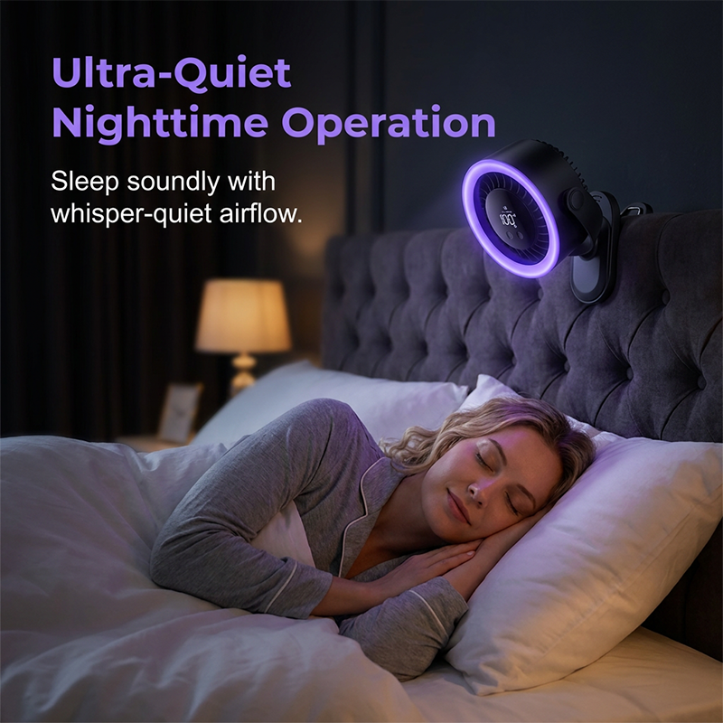 🌬️ USB-turboventilator voor wandmontage met digitaal display en stevige klem 💤 Ultrastille koeling ’s nachts, in alle richtingen draaibaar – vandaag 50% korting