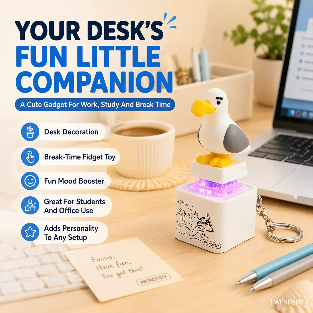 ⏰🎁Mine Little Bird: elektronisch sleutelhanger met licht en spraakactivering: creatieve sleutelhanger in de vorm van een eend die afspeelt als je erin knijpt