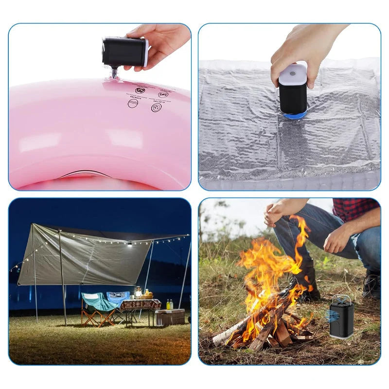🏕️ Oplaadbare camping luchtpomp – LED-verlichting, snel oppompen, compact – Levering achteraf betalen 🔋