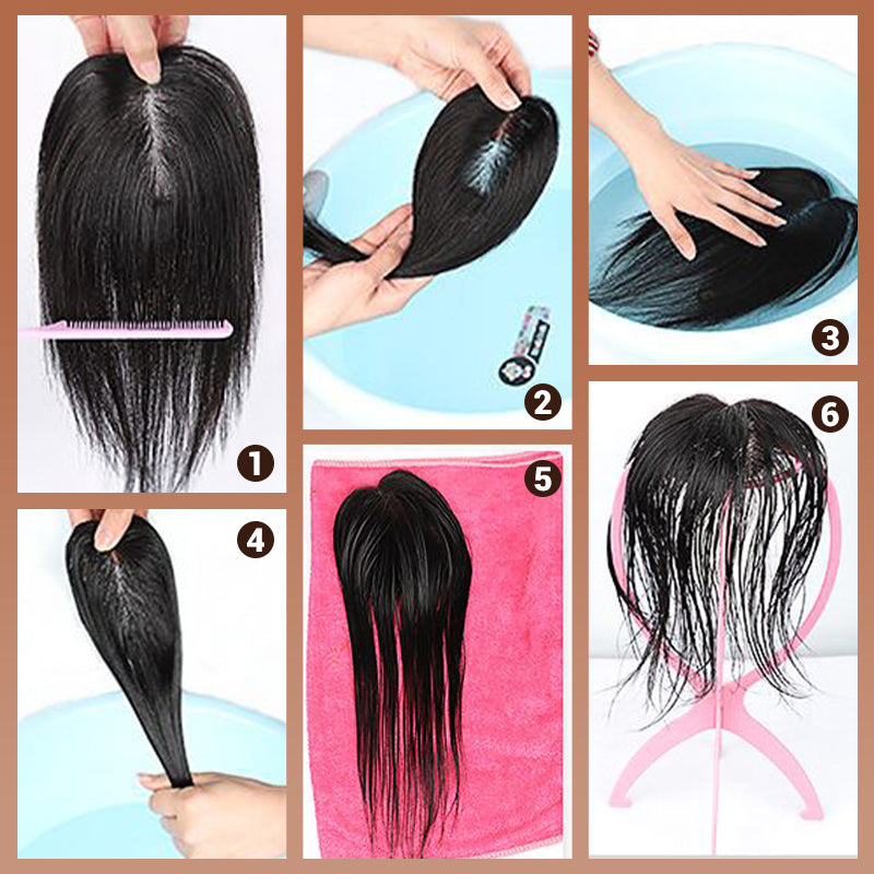 Natuurlijke zwarte haartoppers voor dames met clips