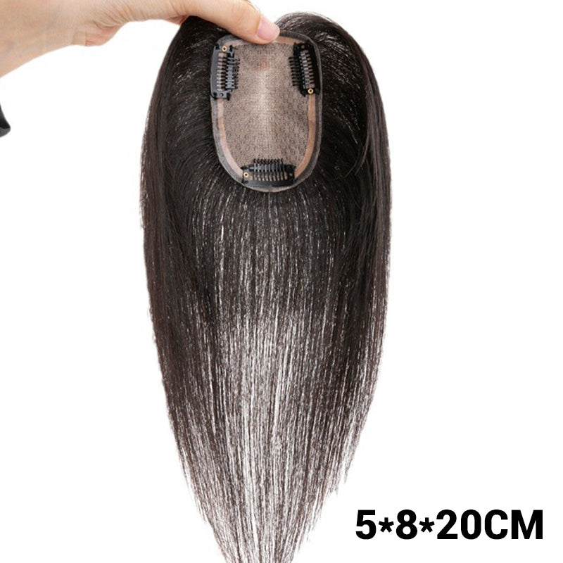 Natuurlijke zwarte haartoppers voor dames met clips