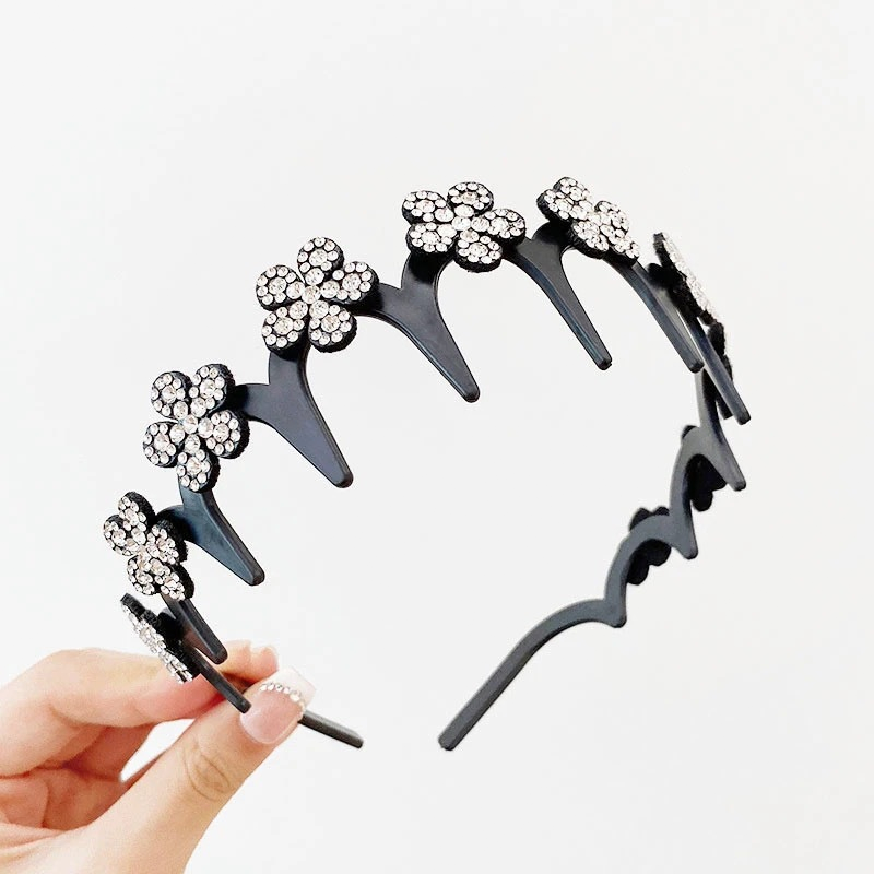💎👸Set met golvende kristallen haarbanden - Lichtgewicht, antislip, meisjesachtig en vrouwelijk haaraccessoire, sprankelende, met kristallen versierde golvende haarband voor bruiloften en dagelijks gebruik, meisjesachtige en vrouwelijke artikelen