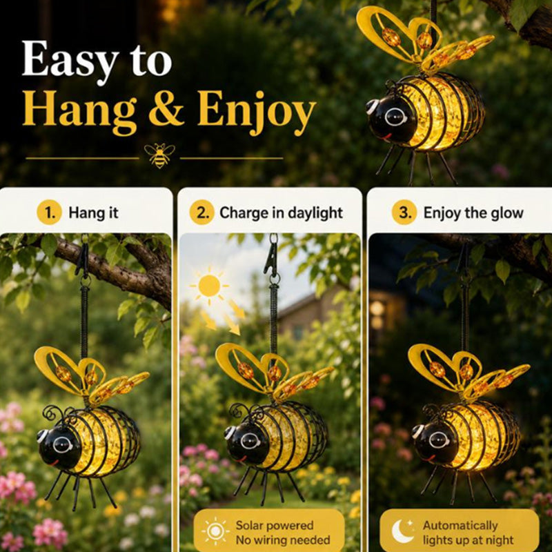 🐝 Hangende bijenlamp op zonne-energie voor buiten – Het perfecte cadeau voor moeders die van planten houden, of eigenlijk voor iedereen die je een glimlach bezorgt❤️