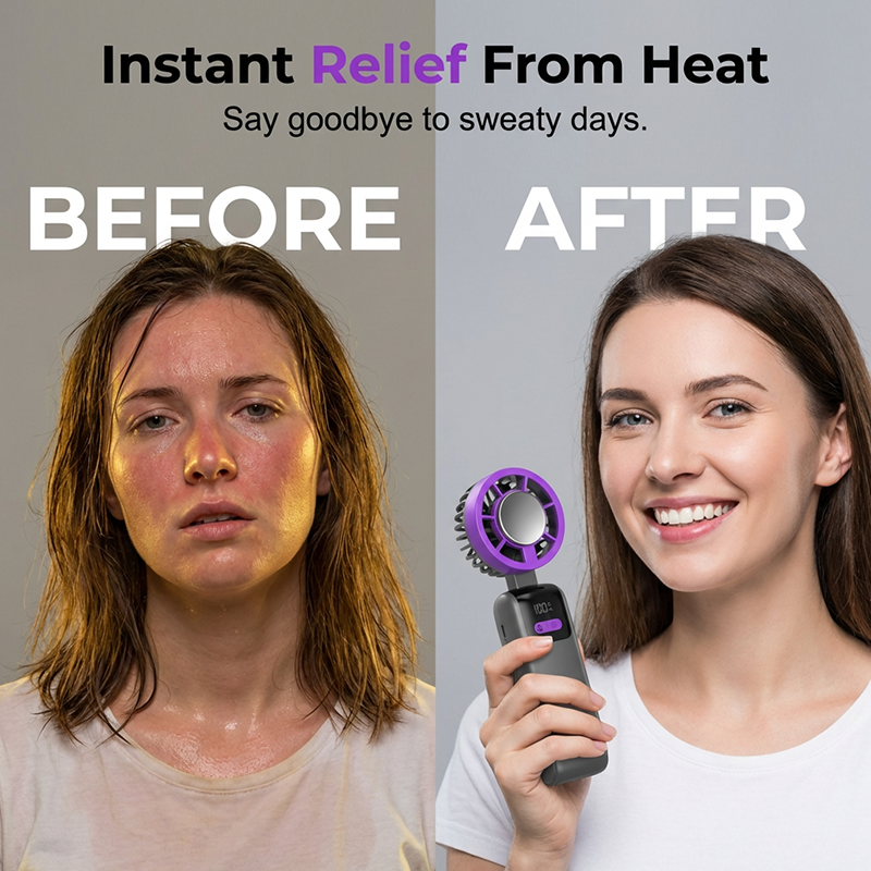 🌀💨 BLIKSEMAANBIEDING: 50% KORTING! Draagbare 3-in-1-ventilator – halfgeleiderkoeling, 100 snelheden, 12 uur batterijduur, compact, 4 kleuren, perfect voor kamperen en reizen 🔋