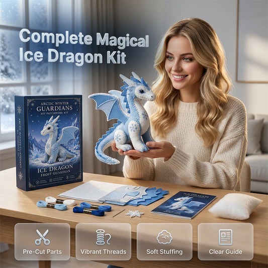 ✂️DIY Ice Dragon Felt Patchwork Kit Arctic Winter Guardian Sewing Set