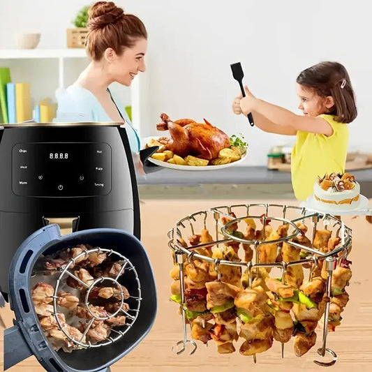 Ronde Roestvrijstalen Ovengrill Met Spiesen – Perfect Voor Gyros, Kebab & Vlees