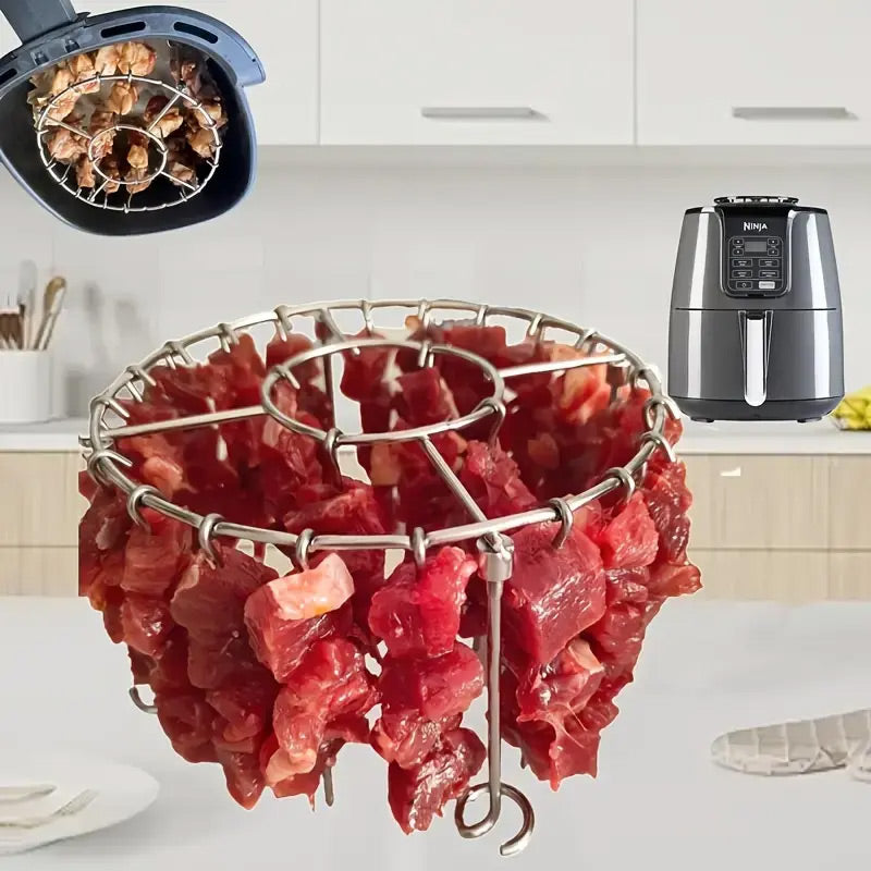 Ronde Roestvrijstalen Ovengrill Met Spiesen – Perfect Voor Gyros, Kebab & Vlees