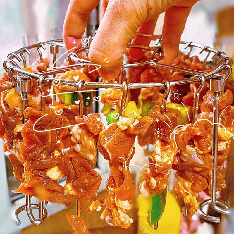 Ronde Roestvrijstalen Ovengrill Met Spiesen – Perfect Voor Gyros, Kebab & Vlees