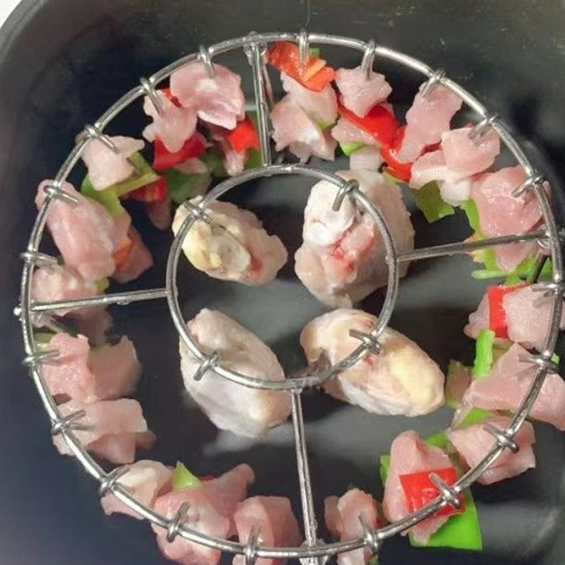 Ronde Roestvrijstalen Ovengrill Met Spiesen – Perfect Voor Gyros, Kebab & Vlees