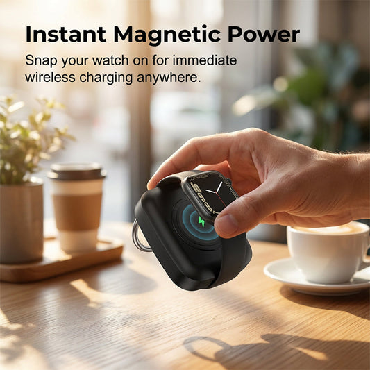 ⌚🔋 Powerbank voor smartwatches – draadloze oplader, 1200 mAh, compact en stijlvol!