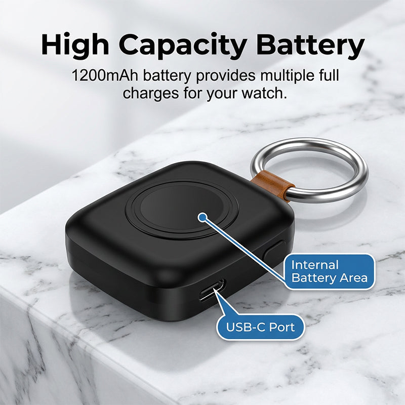 ⌚🔋 Powerbank voor smartwatches – draadloze oplader, 1200 mAh, compact en stijlvol!