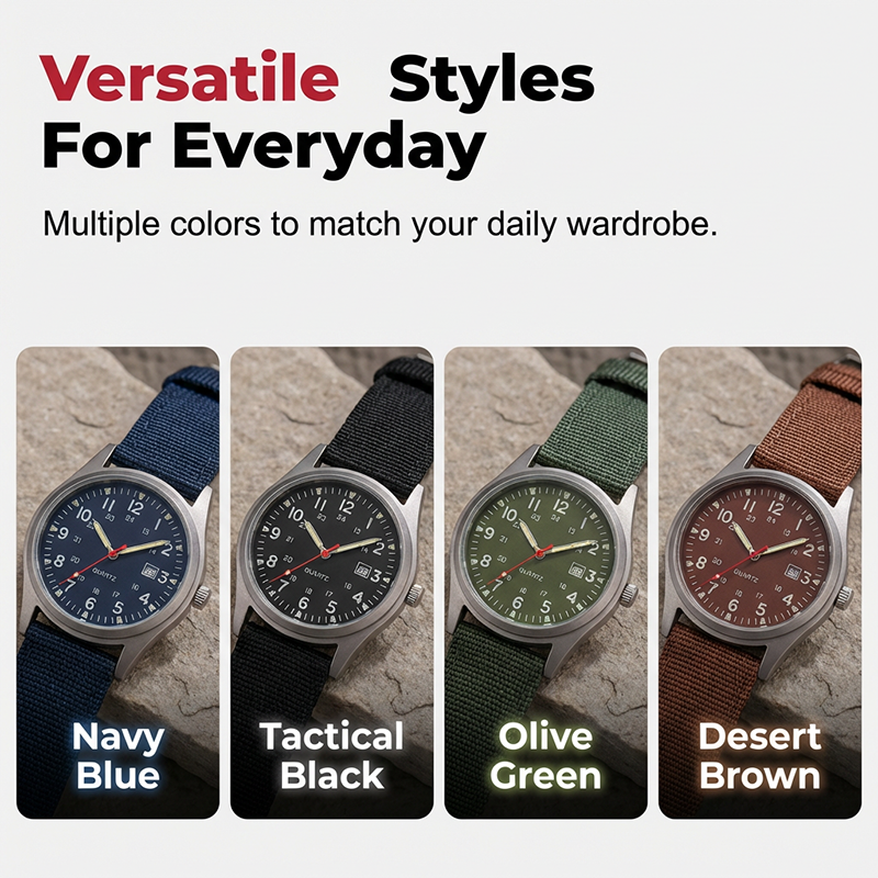 ⌚ Klassiek quartz horloge met lichtgevende wijzers – draagbaar, stijlvol en 24/7 afleesbaar in het donker.