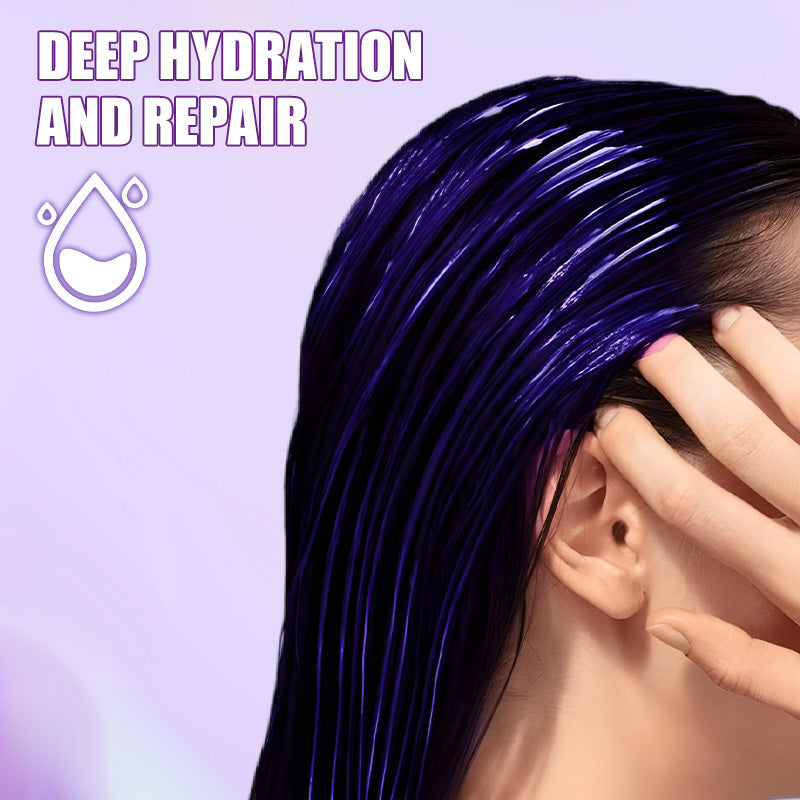 👱‍♀️💜 50% KORTING! Stop met het zien van oranje vlekken in je dure blonde coupe! Dit paarse masker neutraliseert ongewenste warme tinten, hydrateert intensief en geeft je haar die koele, salon-frisse glans terug!