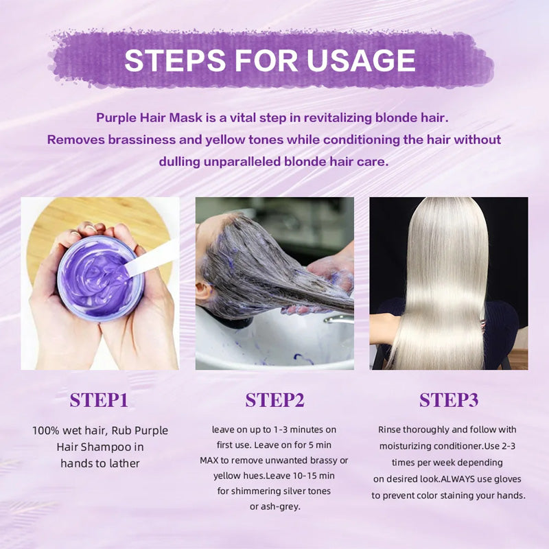 👱‍♀️💜 50% KORTING! Stop met het zien van oranje vlekken in je dure blonde coupe! Dit paarse masker neutraliseert ongewenste warme tinten, hydrateert intensief en geeft je haar die koele, salon-frisse glans terug!