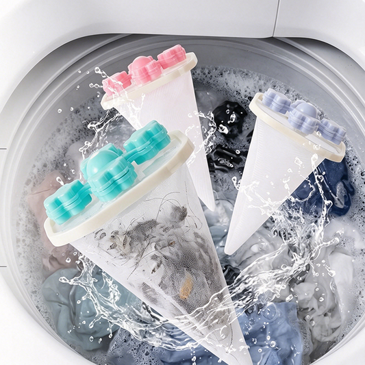 🐾 Drijvende filter die pluisjes en haren opvangt – wasmachine blijft schoon, kleding haarvrij en langer mooi.