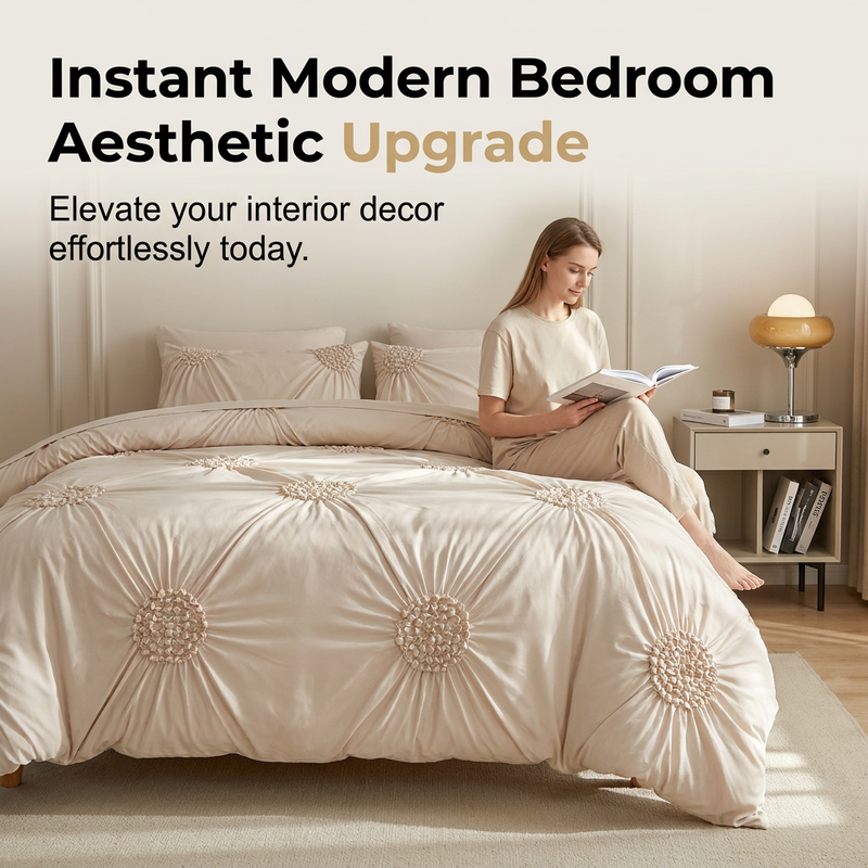 🛏️ 50% korting op elegant duvetovertrek – luxe plooidetails, zacht en ademend, voor een warme hoteluitstraling thuis.