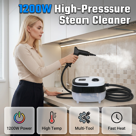 🔥 1200W stoomreiniger met 100°C stoom – snijdt door vet, reinigt voegen en ramen moeiteloos.