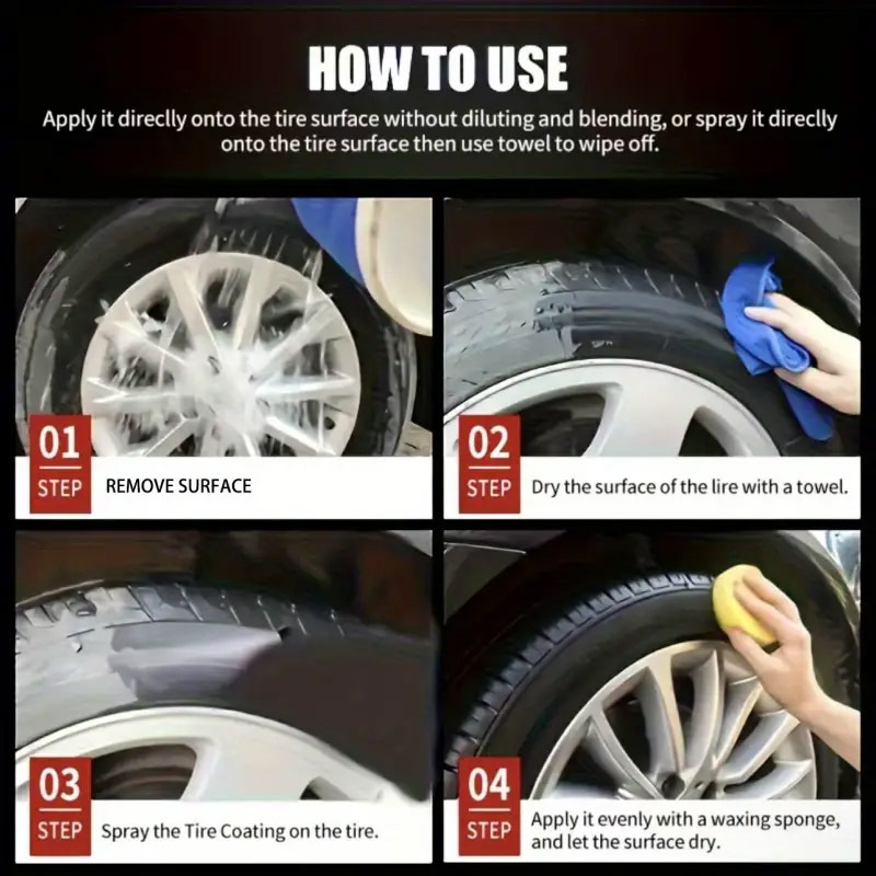 🚗 Instant zwarte bandenpasta – herstelt kleur, beschermt tegen UV en geeft glanzende, nieuw-uitziende banden.
