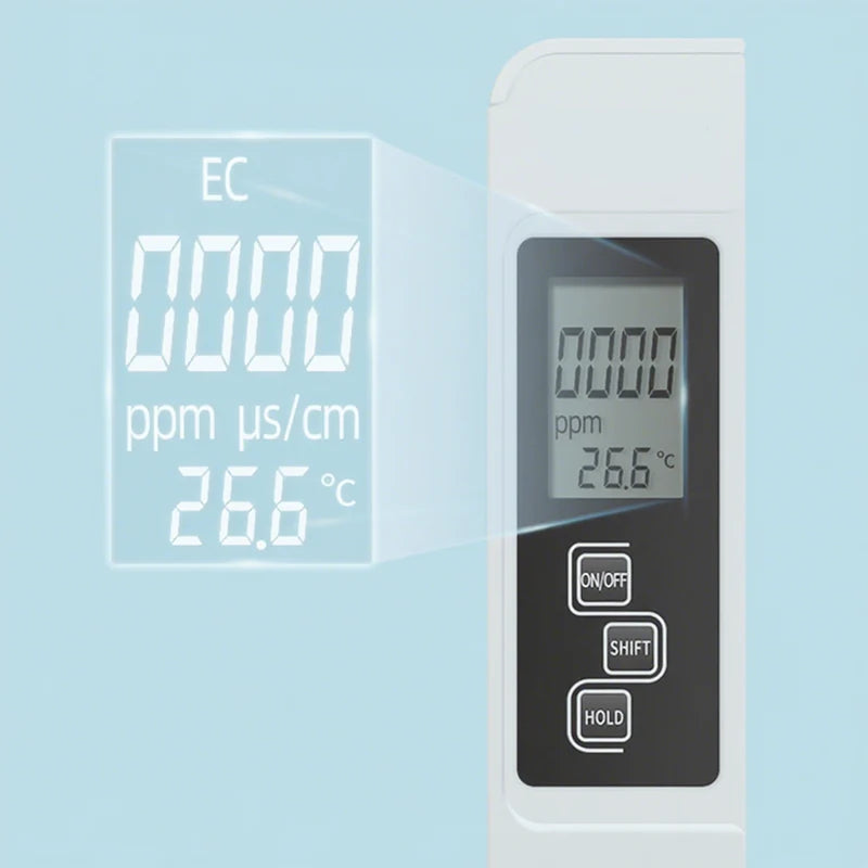 💧 3-in-1 TDS-watertester – meet zuiverheid, temperatuur en geleidbaarheid in 1 seconde! ⚡