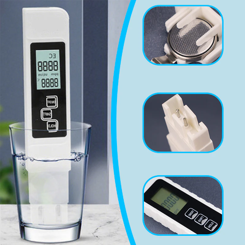💧 3-in-1 TDS-watertester – meet zuiverheid, temperatuur en geleidbaarheid in 1 seconde! ⚡