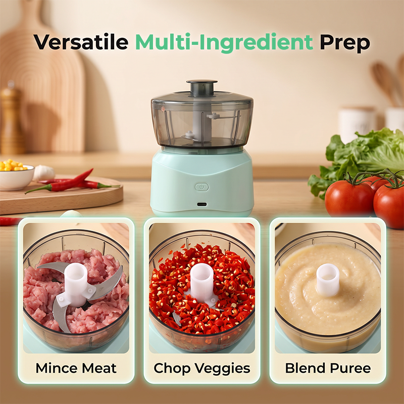 🔋 Draadloze vleesmolen & knoflookhakker – 2-in-1, snel en krachtig, ideaal voor keuken en kamperen.
