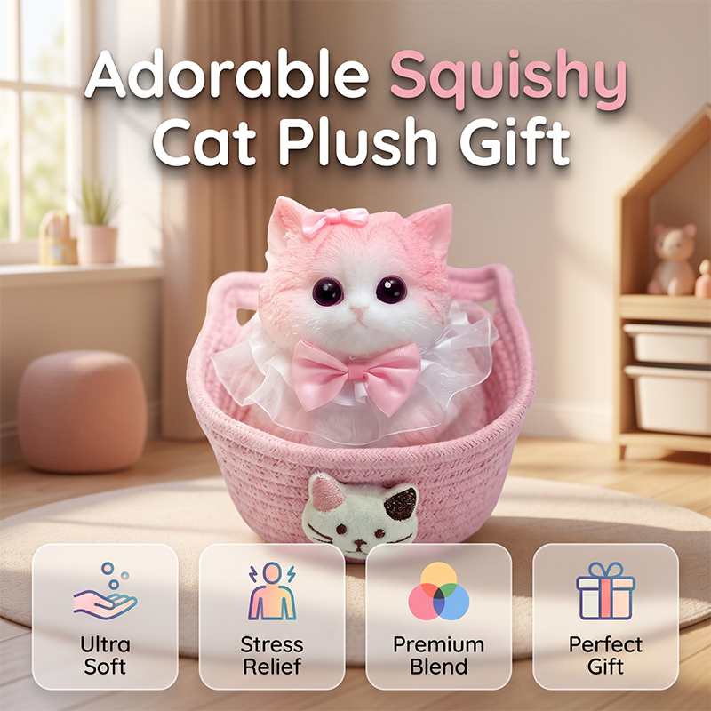 🐱 50% korting! Schattige kattenknuffel – ultrazacht siliconen, langzaam terugverend & stressverlagend. Perfect voor bureau, studie & als cadeau – 11 stijlen! ✨💕