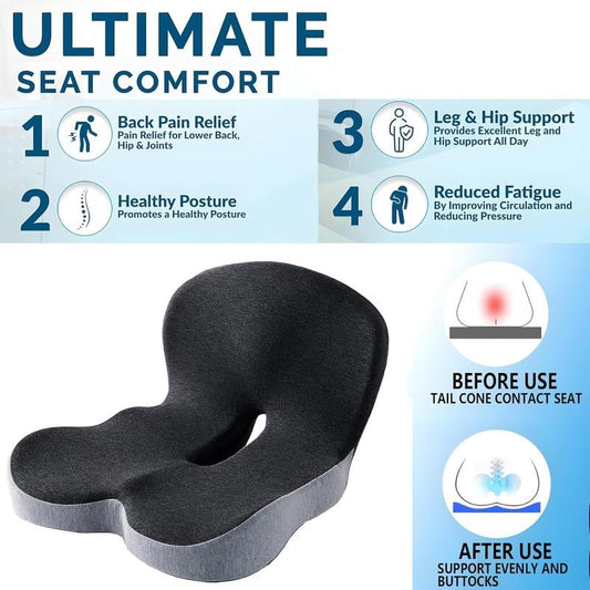 💺 Antislip traagschuim zitkussen – voor comfort de hele dag, perfect op kantoor, thuis en in de auto.
