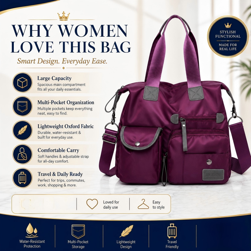 👜 Waterdichte totebag met 3 manieren dragen – ruim, stevig en perfect voor werk, sport of reis.