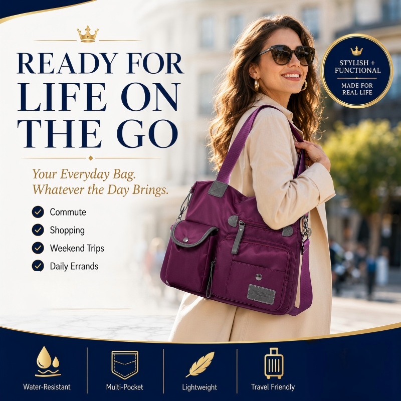 👜 Waterdichte totebag met 3 manieren dragen – ruim, stevig en perfect voor werk, sport of reis.