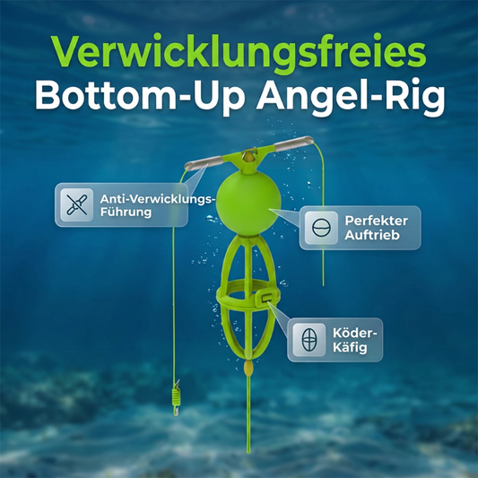 🎣 Bottom-up vissysteem met voermand – verknoopvrij, werpt ver en houdt aas perfect op de bodem.