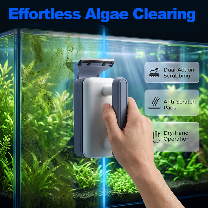 🐠 Magnetische aquariumglasreiniger – reinigt glas zonder natte handen, geschikt voor zowel binnen- als buitenkant.