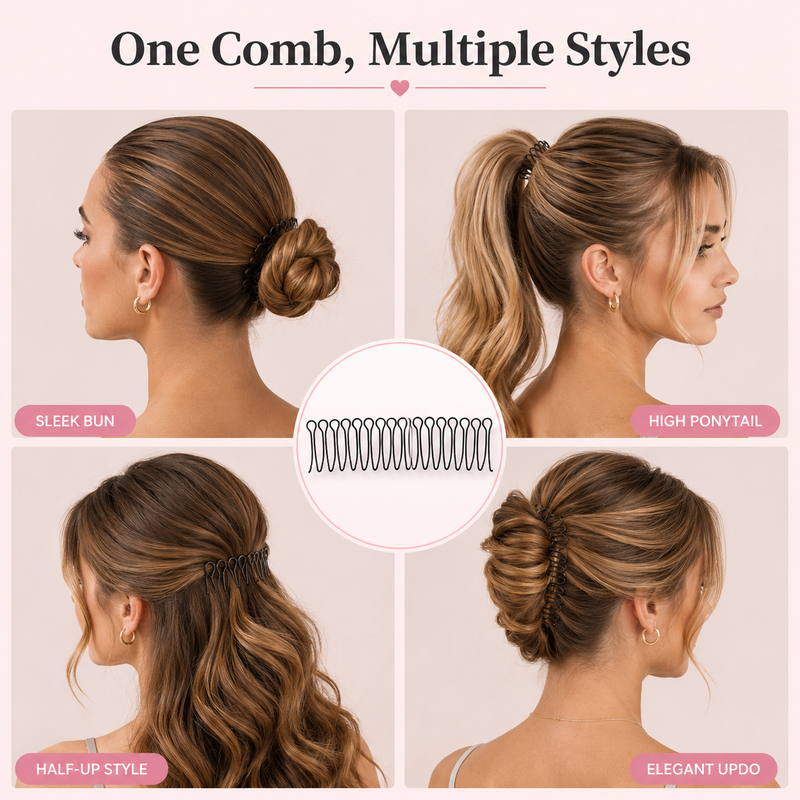 💇 Flexibele onzichtbare haarkam – temt pluizige haartjes, blijft onzichtbaar en past in elke tas