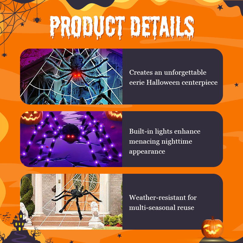 🕷️🎃 50% korting! Reuze Halloween spin – 👀 lichtgevende ogen, 💀 opvallende tuindecoratie – perfect voor enge avonden!