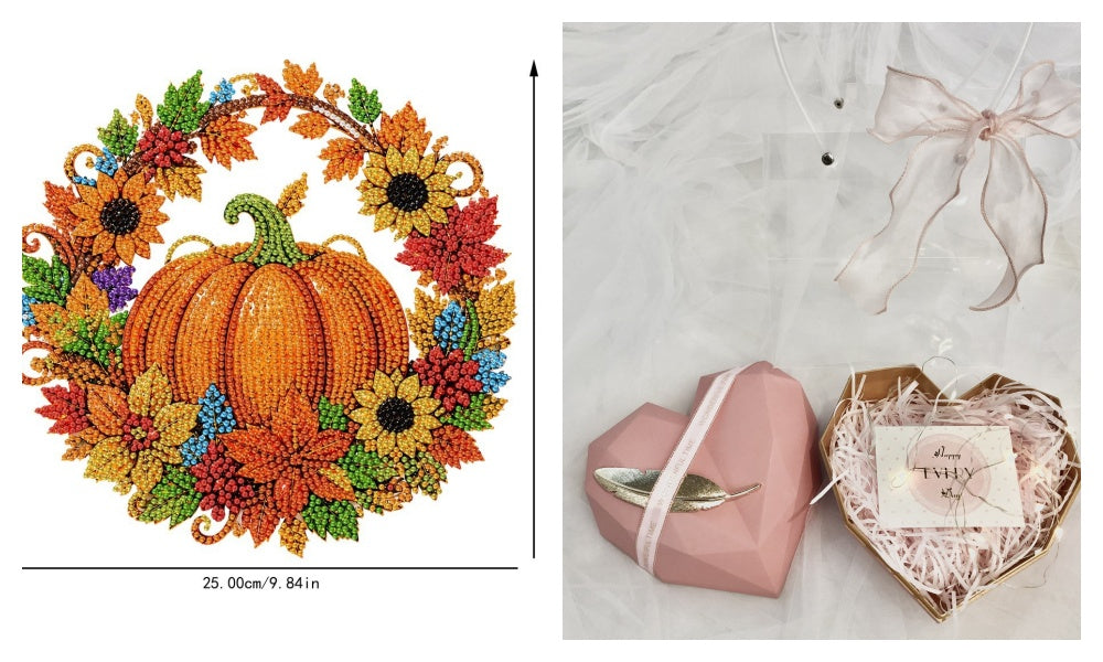 🍂 50% korting! Herfstige pompoen-krans – diamantpatroon, complete DIY-set. Eenvoudig & leuk om te maken. Perfect voor de herfst! 🎃✨