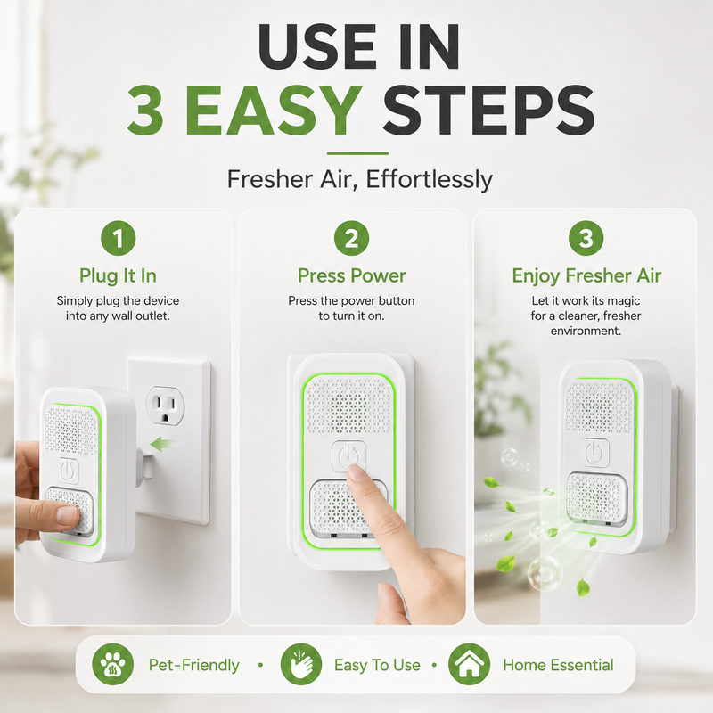 ⚡ Mini negatieve ionen luchtreiniger – plug-in, stil en verwijdert pollen, stof en geuren.