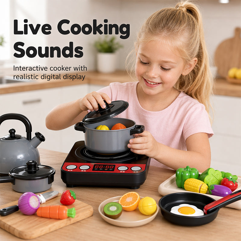 🍳 Rollenspiel-Küchenset – kochen wie die Großen, mit Töpfen, Pfannen und Zubehör für kleine Köche.