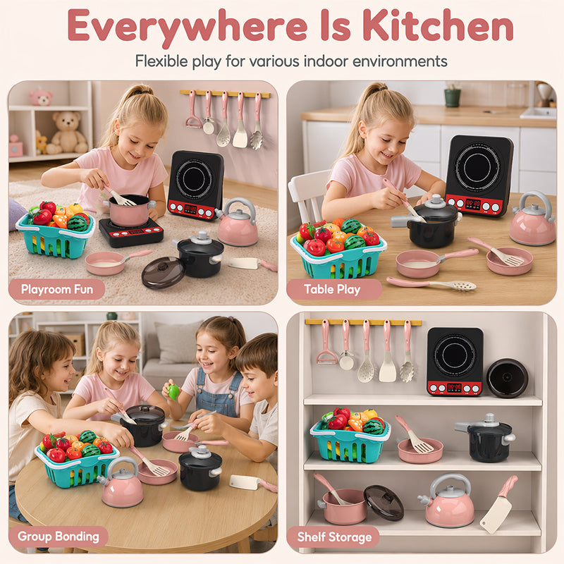 🍳 Rollenspiel-Küchenset – kochen wie die Großen, mit Töpfen, Pfannen und Zubehör für kleine Köche.