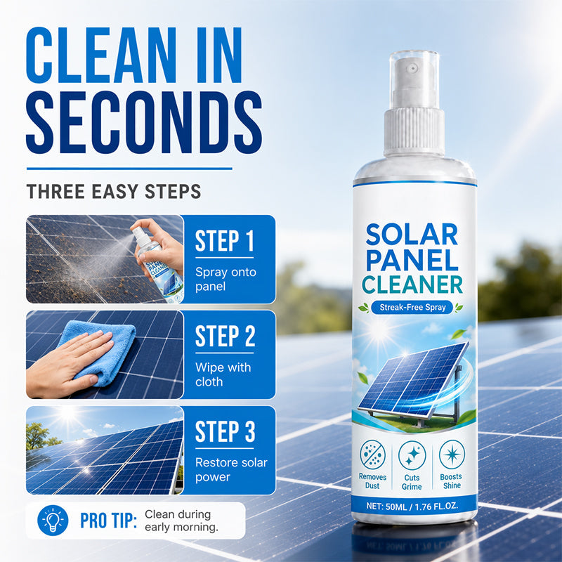 ☀️ Summer Deal! Reinigingsspray voor zonnepanelen – stofvrij, streepvrij en veilig voor alle panelen.