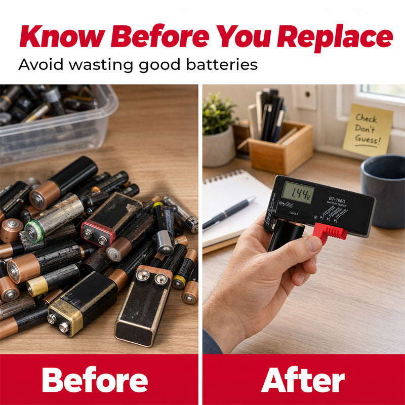 🔋📟 50% KORTING! Alsof je een waarzegger voor batterijen hebt die in 1 seconde vertelt of ze nog leven! Digitaal, compact, en je gooit nooit meer een goede batterij weg.