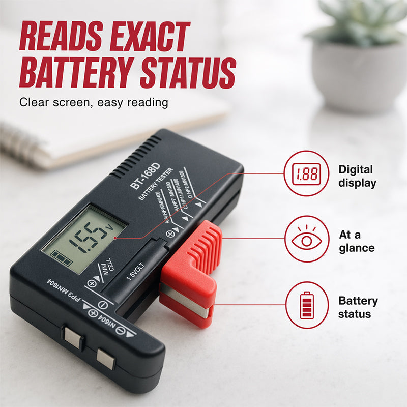 🔋📟 50% KORTING! Alsof je een waarzegger voor batterijen hebt die in 1 seconde vertelt of ze nog leven! Digitaal, compact, en je gooit nooit meer een goede batterij weg.