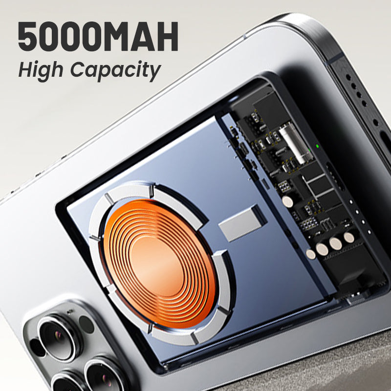 💥【50% OFF】🔥 Ultradunne Magneet Powerbank | 15W Draadloos+PD20W | 5000mAh | Aluminium | 5 Kleuren | NTC Veilig