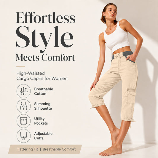 👖✨ 50% korting! Cargo Capri broek – 💪 hoge taille, 🧵 comfortabel, 📦 8 zakken – perfect voor actieve levensstijl!