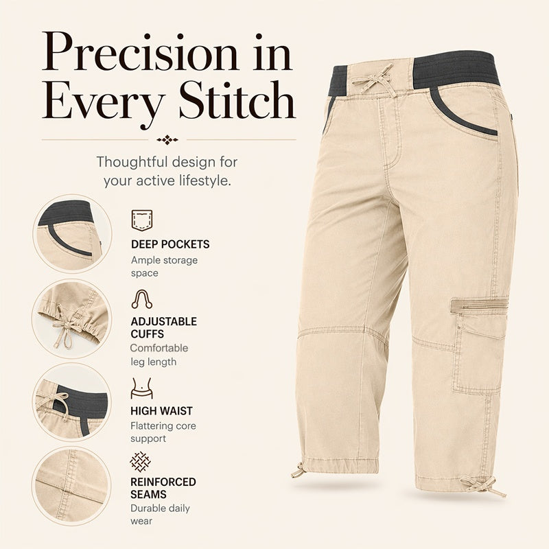 👖✨ 50% korting! Cargo Capri broek – 💪 hoge taille, 🧵 comfortabel, 📦 8 zakken – perfect voor actieve levensstijl!