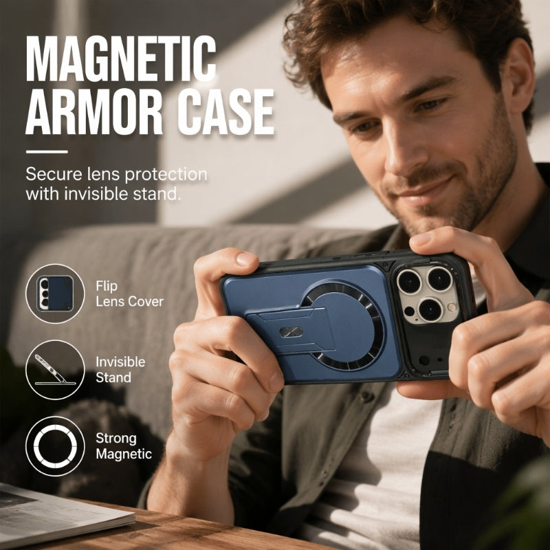 📱 50% korting! Magnetische telefoonhoes – opklapbare lensbeschermer, onzichtbare metalen standaard & sterke magnetische grip. 3-in-1 bescherming! ✨🔒
